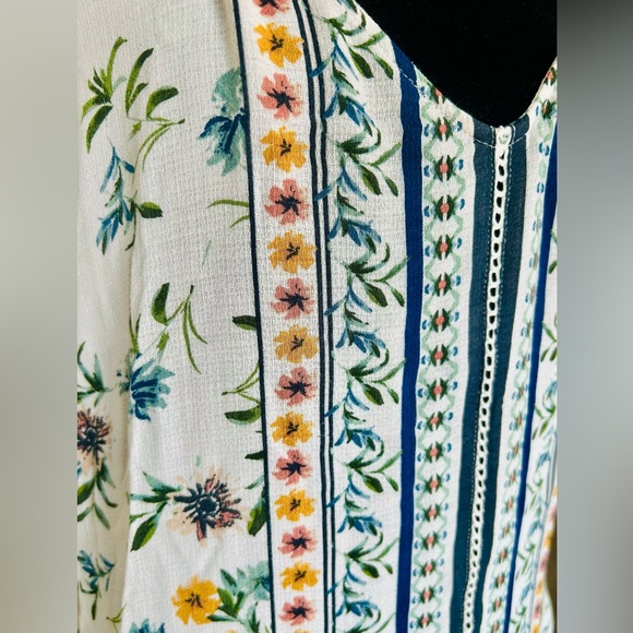 Lucky Brand Boho Eyelet Floral Blouse Cottagecore Fairycore Peasant Top 1X J1265 - Picture 5 of 5